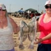 Sisters Della Bates and Charlene Logan had fun catching these keeper drum on shrimp.