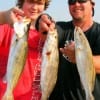 Father and son Lance and Caden McClure of League City, TX took these specks on live shrimp.