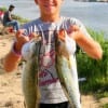Liam Beausaleil of Liberty,TX with two trout he caught on Lil'Fishy's.