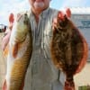 Jean Scurtu of Houston caught this nice red and flounder on a Scurtu rig.