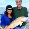 Ramon & Leticia Espinoza of Pasadena, TX double handed this 27 inch red fishing finger mullet.