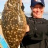 A Miss Nancy mud minnow took this 19 inch flounder for Nancy Talley of Hitchcock, TX.