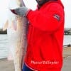 Mr Eagleton of Crosby,  TX hefts this 39 inch tagger bull red on shrimp.