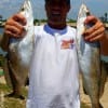 New Caney angler Butch Frazier fished a rainbow sparkle fror these nice specks.