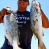 Robert Aguirre of Houston took these nice trout wade fishing the surf with soft plastics.
