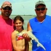 The Royer family of Winnie, TX show off their blackfin shark took on a miss nancy shrimp.