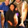 Houston Fishin Buds Damian Salinas with Pat and Albert Blanco took these nice reds including a 38 inch bull red on cut mullet