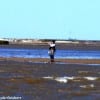 Lone women angler wades Rollover Bay in hopes of catching a flounder