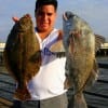 Renaldo Corona of Dayton TX caught this nice flounder and keeper eater drum on live shrimp