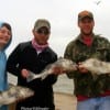 The Jeff Miller Krewe of Conroe TX heft their drum catches they caught on shrimp