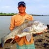 Houston angler Mario Gamez caught and released this HUGE 48 inch Bull Drum while fishing shrimp