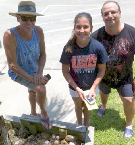 Dan Courtney, Jordan Galle, and Robert Guilory traveled from Beaumont to find this Geocache hidden in Crystal Beach