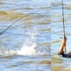 Big Trout - BIG SPLASH - Early Bird Wader snatched this nice speck from the surf fishing a soft plastic