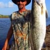 Huntsville TX angler Steve Swonke hefts this 26 inch gator-speck caught on a soft plastic