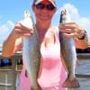 Lufkin TX anglerette Alice Dykes landed these two nice specks on finger mullet