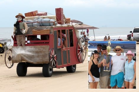 First Place-Best Decorated Golf Cart, "Crystal Beach Pirates" Gary & Abby Hugenroth and Scott & Marcie Moore