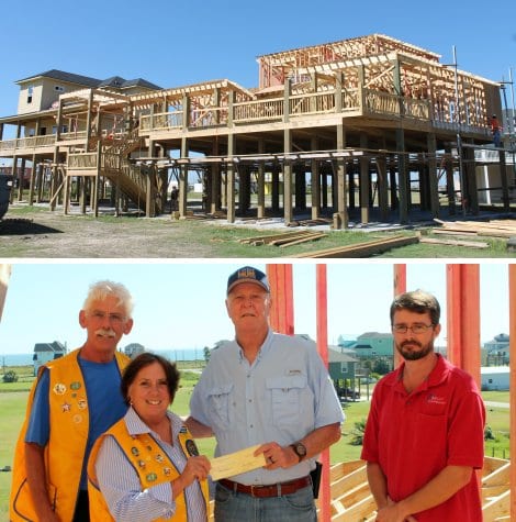 The Lions Club raised over $3,000 for the Lone Survivor Foundation at this summer's Golf Cart Poker Run. Pictured are Tom and Georgia Osten presenting a check to Terry Jung, Executive Director of the Foundation. "We appreciate this very much, this will send another soldier on a retreat," said Mr. Jung. Also pictured is Brian Byrom with Brint Construction. Construction of the Lone Survivor Retreat Facility is well underway. 