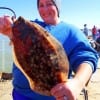 Crystal Beach TX anglerette Shana Lilley took this nice flounder on a Chicken Boy soft plastic