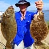 Michael Mathis of Houston took these 19 and 20inch flatfish on Berkley Gulp