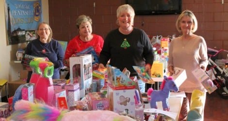 Santa's helpers (L to R) Jane Loos, Eve Bradford, Charlotte Byus, and Lori Maguire