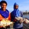 Fishin Bros Erik and Daven Manning of Marble Falls TX show off their sheepshead and drum they took on shrimp