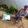 CJ Smith of Liberty TX struggled to land this cow nose ray he caught on a finger mullet