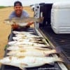 HFD Medic Gary Fruge of Mount Belvieu TX took these super specks- topped with a 7 lber- on  the mid-day tide change while fishing soft plastics