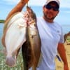 Ricky Newton of Crystal Beach fished shad and soft plastics for this fine stringer of flounder and trout