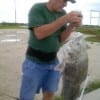 Billy Ray Hyman with this huge drum he caught and released while fishing shrimp