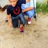 HISD student Joel Tuinones caught this dangerous stingray on shrimp - here is dad Robert netting it for the 9yr old