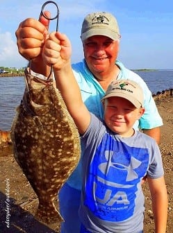 Beaumont's Grandpa fishing team of Richard McCowan and Chance Adams took this really nice 19inch flounder on berkely gulp