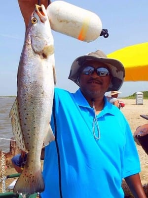 Houston angler Karl -get the net- Ray nabbed this nice trout on berkely gulp