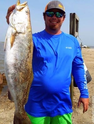 Jacksonville TX angler Adam Hoffpauir fished a live croaker to land this 28inch gator-trout