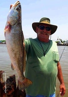 Jasper TX angler Mitch Clay cast a finger mullet into Rollover and pulled out this 25inch gator-speck