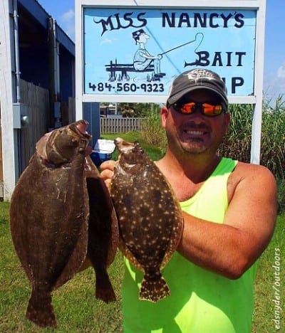 Kyle Royer of Winnie TX took these nice flatfish while fishing Strike King soft plastics