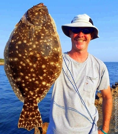 Lufkin TX angler Steve Thornhill managed to catch this rollover halibut while fishing a finger mullet