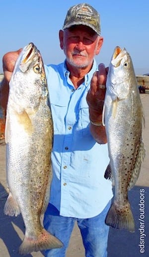 Tarkington Prairrie TX angler Frank -MO- Bunyard landed these nice specks while fishing finger mullet