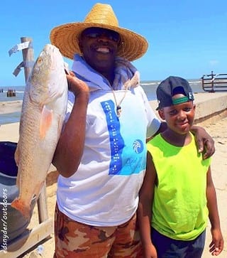 The Father and Son fishing team Eric and Buddy Haynes of Houston took this 30inch tagger bull red on shrimp