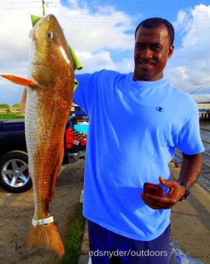 Houston angler Henry Nowling fought a TOE-to-TOE battle with this WHOPPING 40inch tagger bull red he caught on shrimp