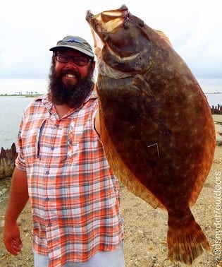 Houston angler John Harris tackled this nice rollover halibut fishing a Miss Nancy finger mullet