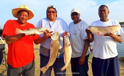 The Fishing Family of Houston loaded up again while night fishing finger mullet for more reds and trout, informing that they were hitting from dark-30 til 1am