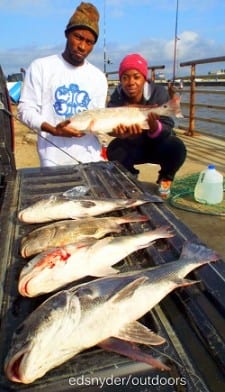 Fishin buds Shavonna Clark and Tristan Davis of Houston tailgated nice drum, sheepshead and red they took on shrimp