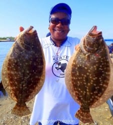 Houston anglerette Dixie Neal worked berkely gulps to catch this nice limit of flounder