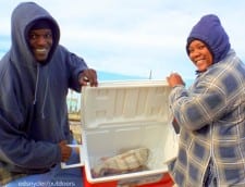 Jamarcus and Lauriell Brown of League City TX spent their day at Rollover catching and boxing drum they caught on shrimp