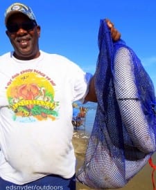 Retired Army Vet George Wilson of Houston took this near limit of flounder on berkely gulp