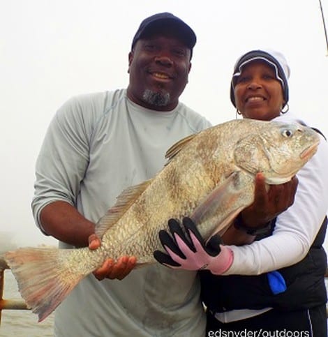 Calvin and Ruth Smith of Houston relied on shrimp to fetch supper, producing this nice 25 inch drum