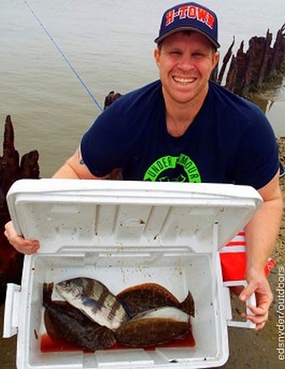 Houston angler Jarrod Crawford nailed these 5 flounder plus one drum while fishing berkely gulp