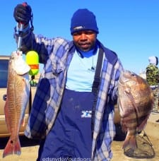 Kenneth Turner of Houston put these nice sheepshead and redfish in his take home box for supper