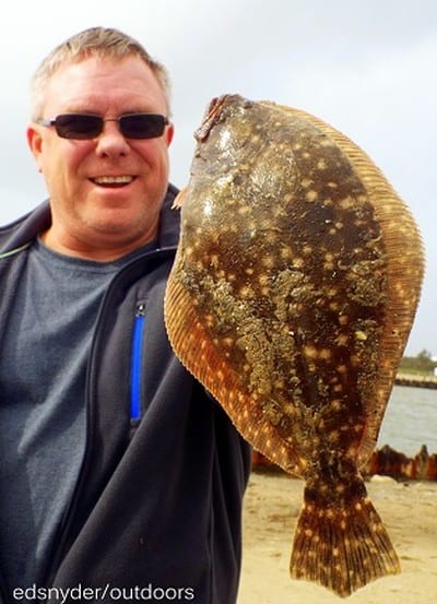 Spring TX angler Chris Shannon nabbed this nice flounder while fishing a berkely gulp