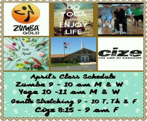 All classes held at Bay Vue Methodist Church, 1411 Hwy 87, Crystal Beach